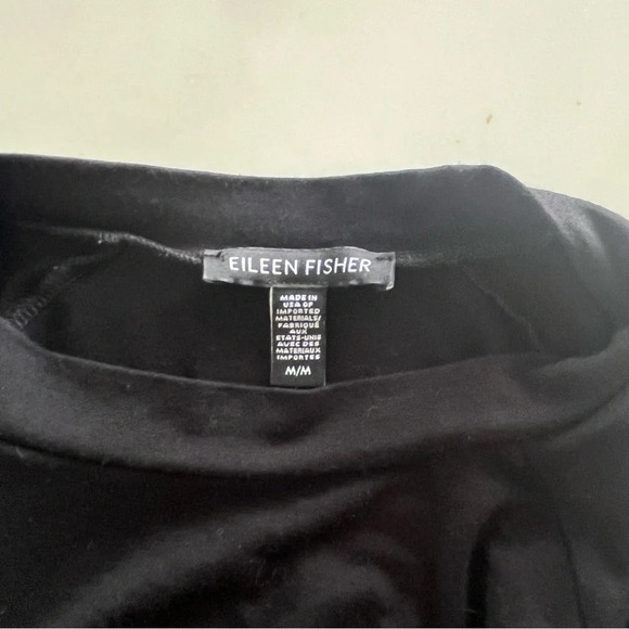 Eileen Fisher Black Long Sleeve Jersey Knit Sheath Dress Size Medium - Picture 6 of 9